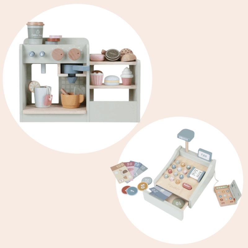 Zairam Coffee Corner & Cash Register Bundle – Kids’ Role Play Set with Scanner