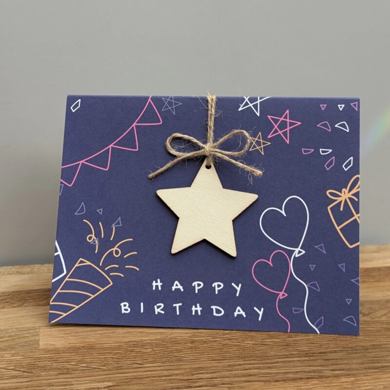 Zairam Happy Birthday Star Greeting Card – Festive Celebration Card