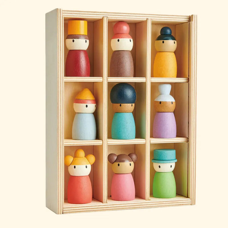 Zairam Happy Folk Peg Doll Hotel – Wooden Dollhouse Playset