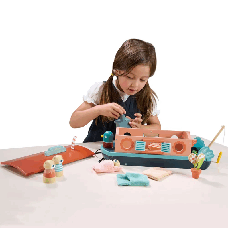 Zairam Little Otter Canal Boat – Classic Wooden Toy Boat - Image 8