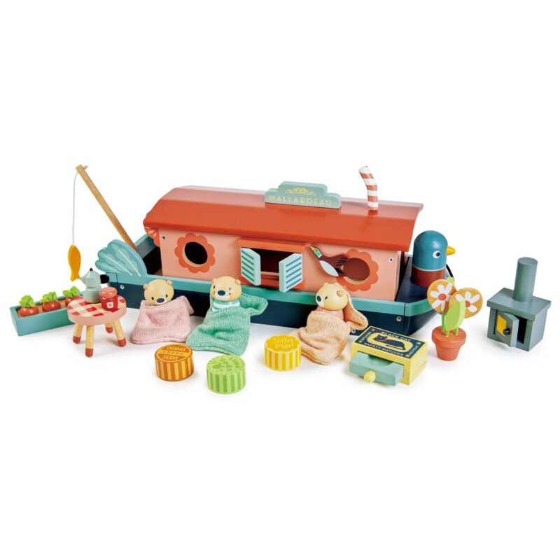 Zairam Little Otter Canal Boat – Classic Wooden Toy Boat - Image 3