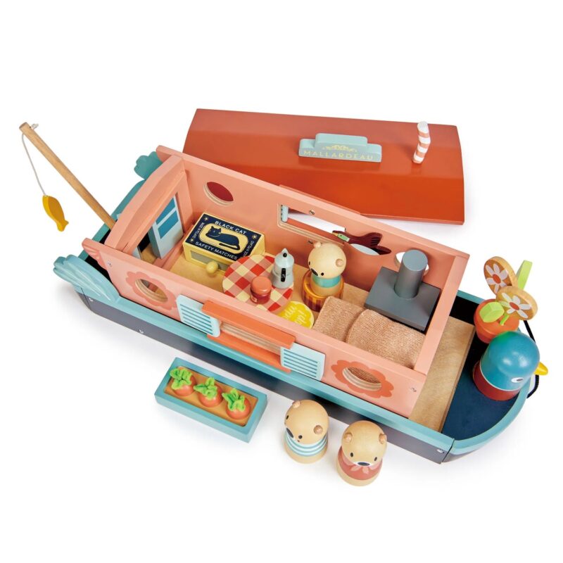 Zairam Little Otter Canal Boat – Classic Wooden Toy Boat - Image 4