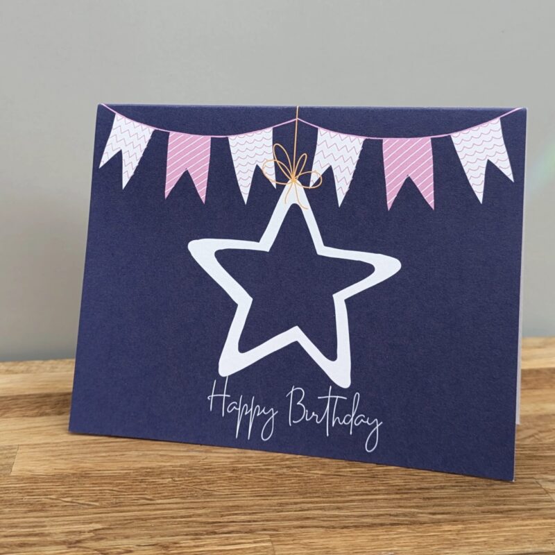 Zairam Star Bunting Birthday Card – Festive Greeting Card